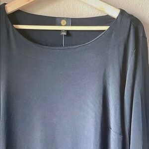 JM Collection Black Scoop Neck Long-Sleeve Top